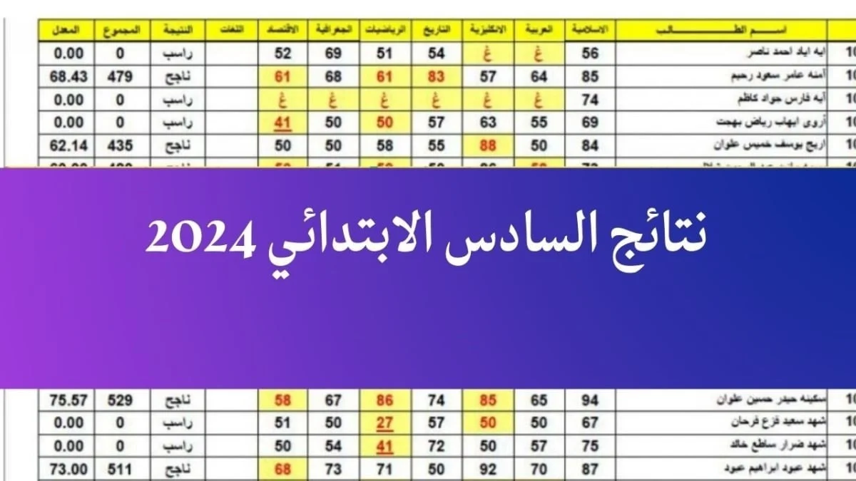 نتائج السادس الابتدائي 2024 البصرة