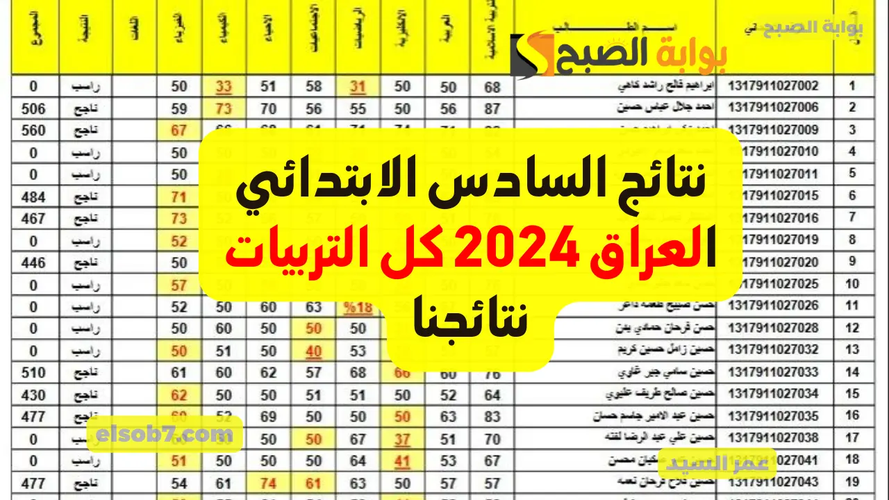 نتائج السادس الابتدائي 2024 الدور الاول موقع نتائجنا