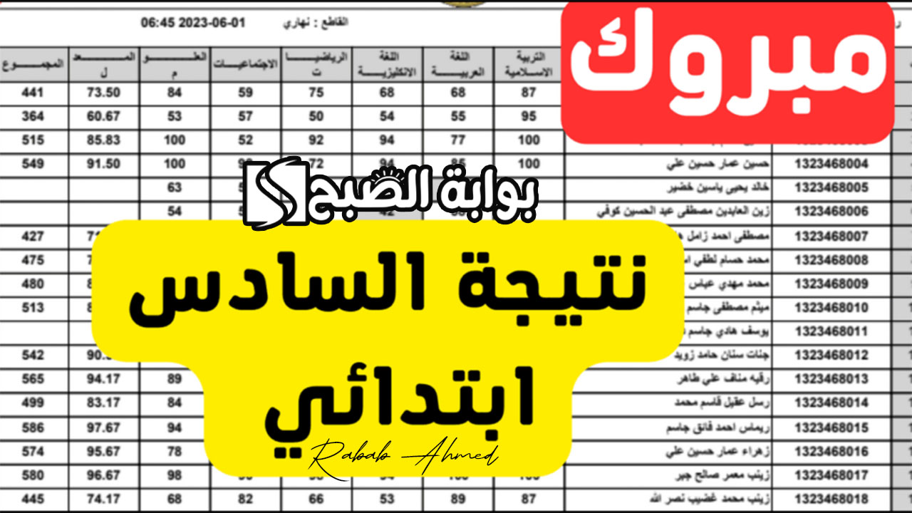 نتائج السادس الابتدائي 2024 كركوك