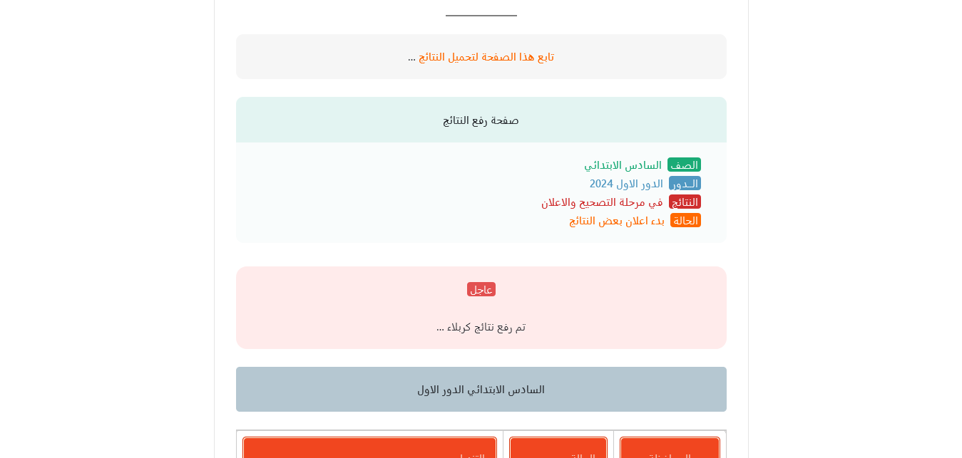 نتائج السادس الابتدائي 2024 موقع نتائجنا