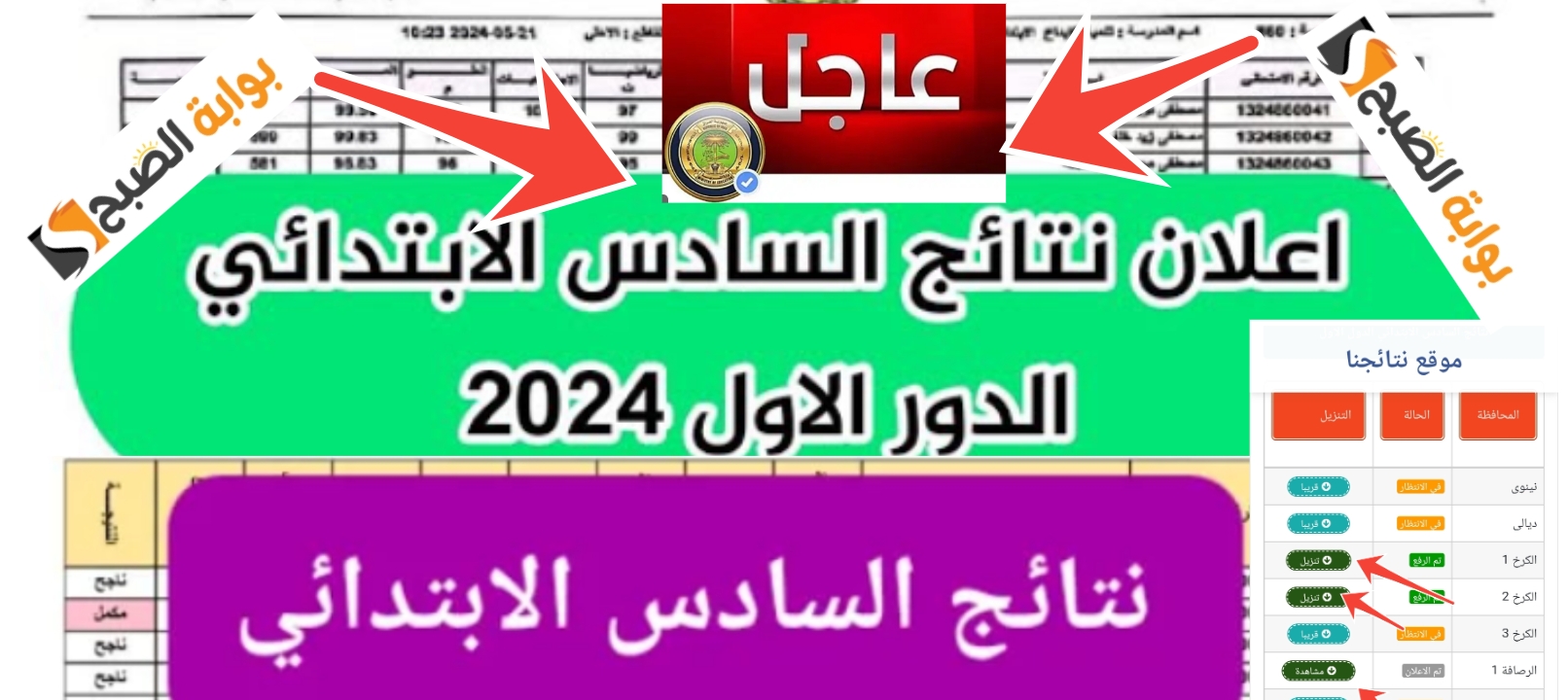 نتائج السادس الابتدائي الدور الأول العراق