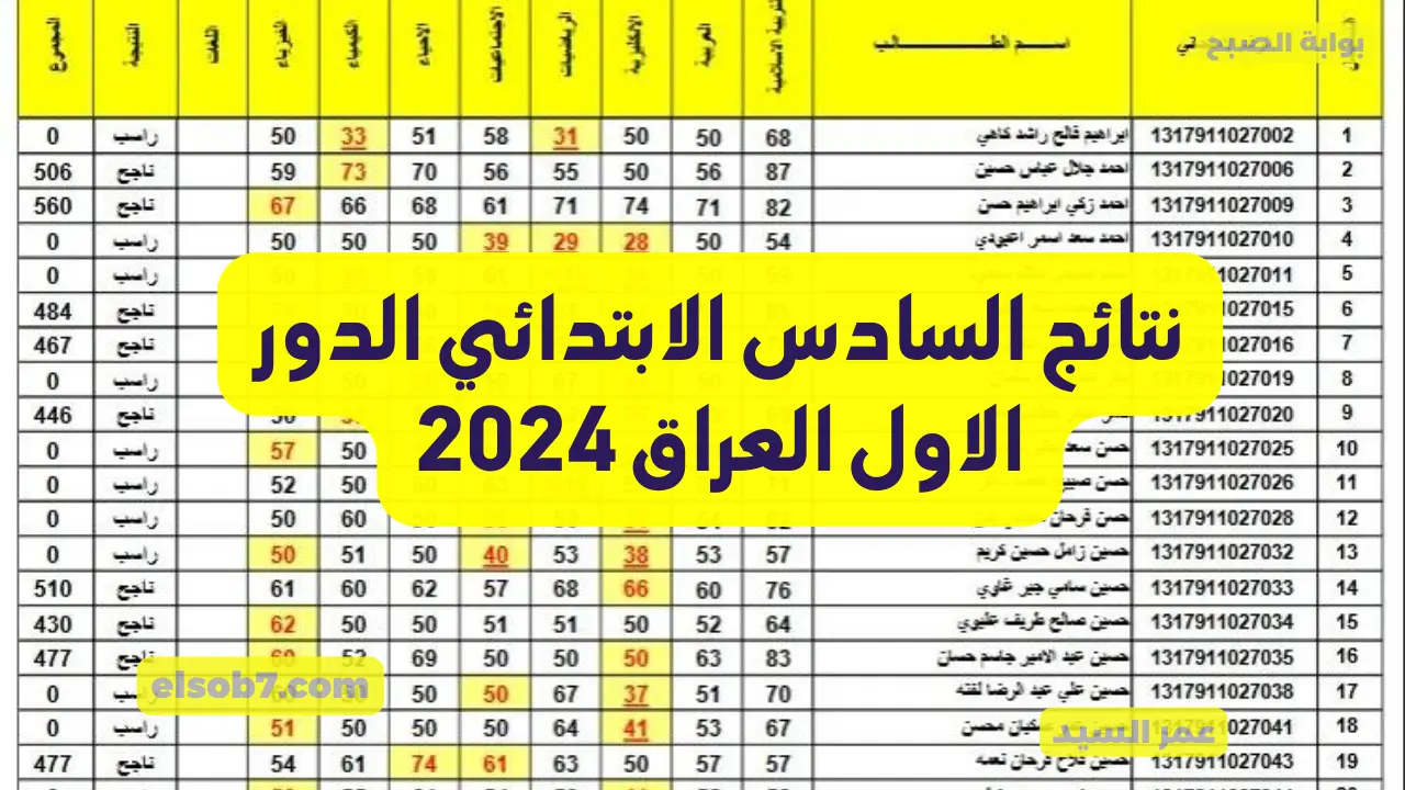 نتائج السادس الابتدائي الدور الاول العراق 2024