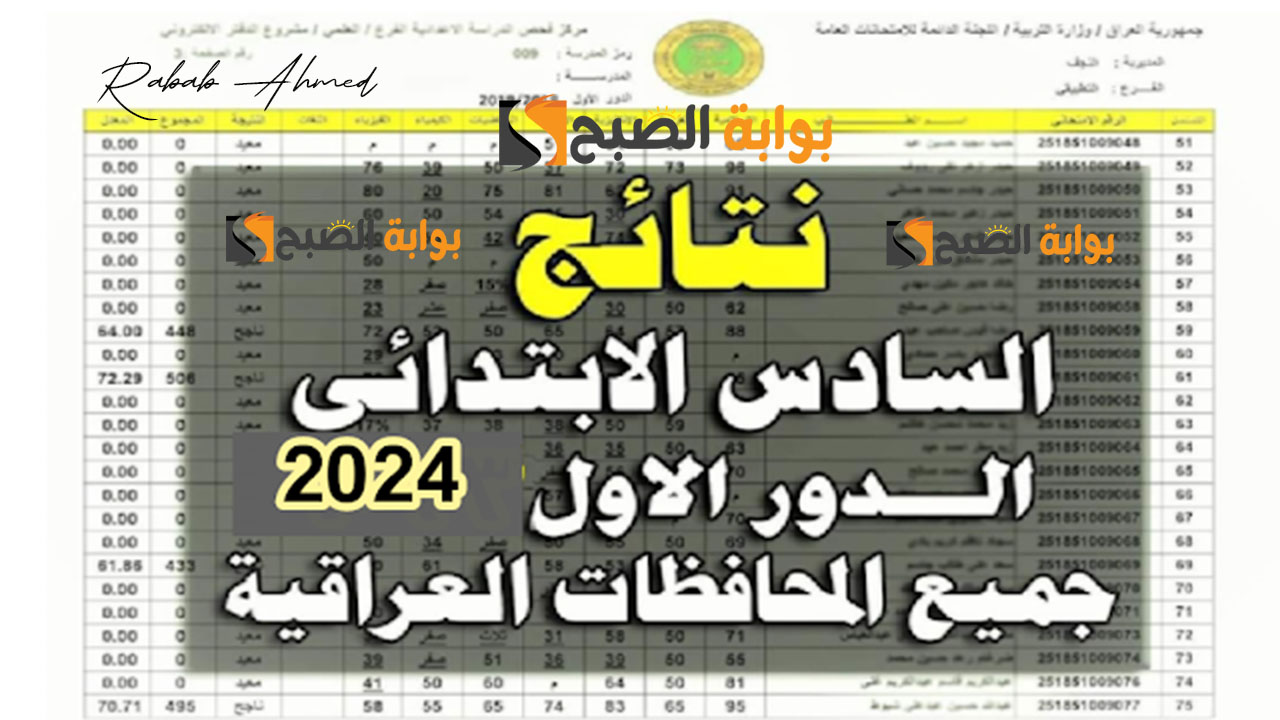 نتائج السادس الابتدائي العراق 2024