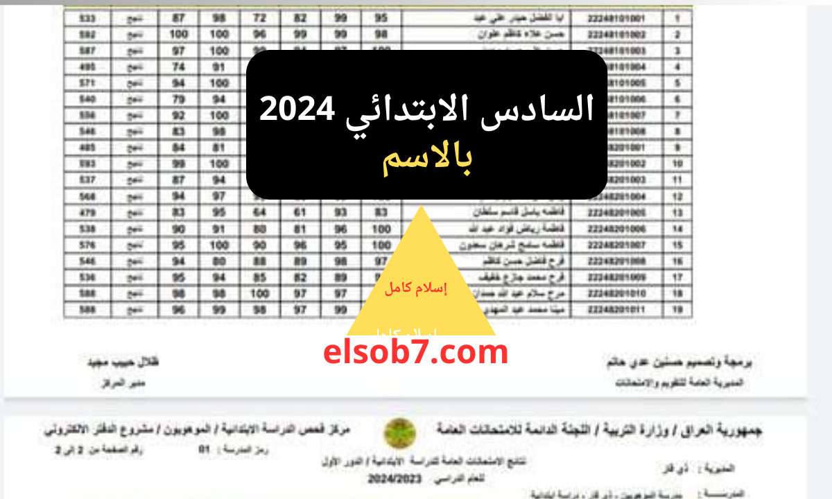 نتائج السادس الابتدائي كركوك ٢٠٢٤