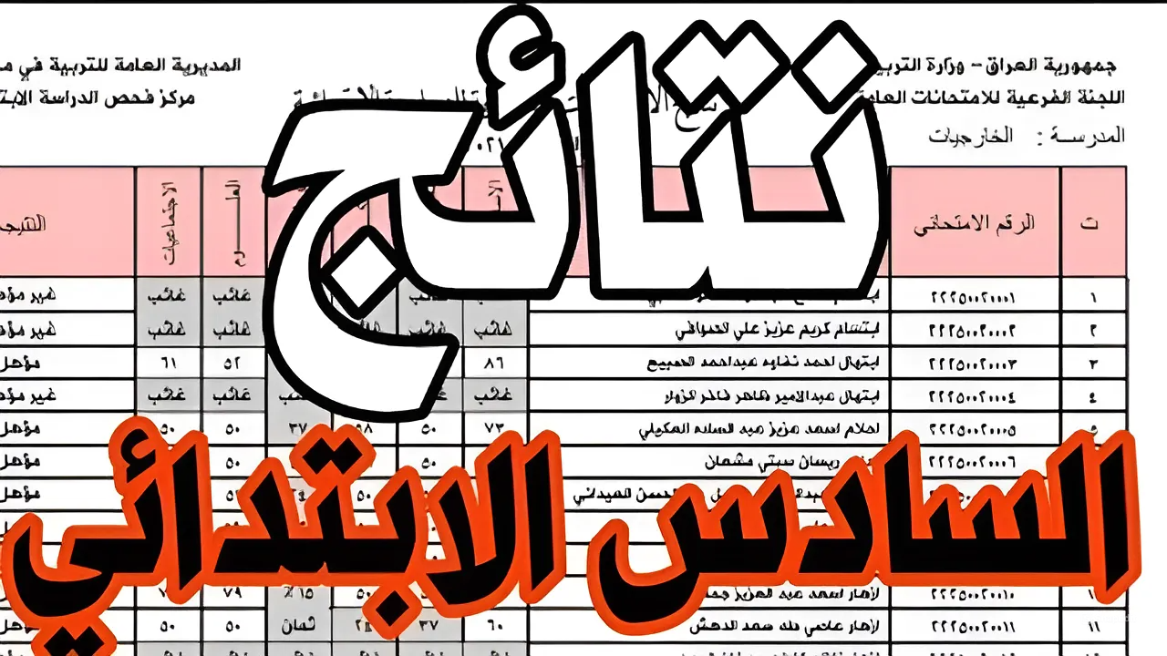 نتائج الصف السادس الإبتدائي العراق