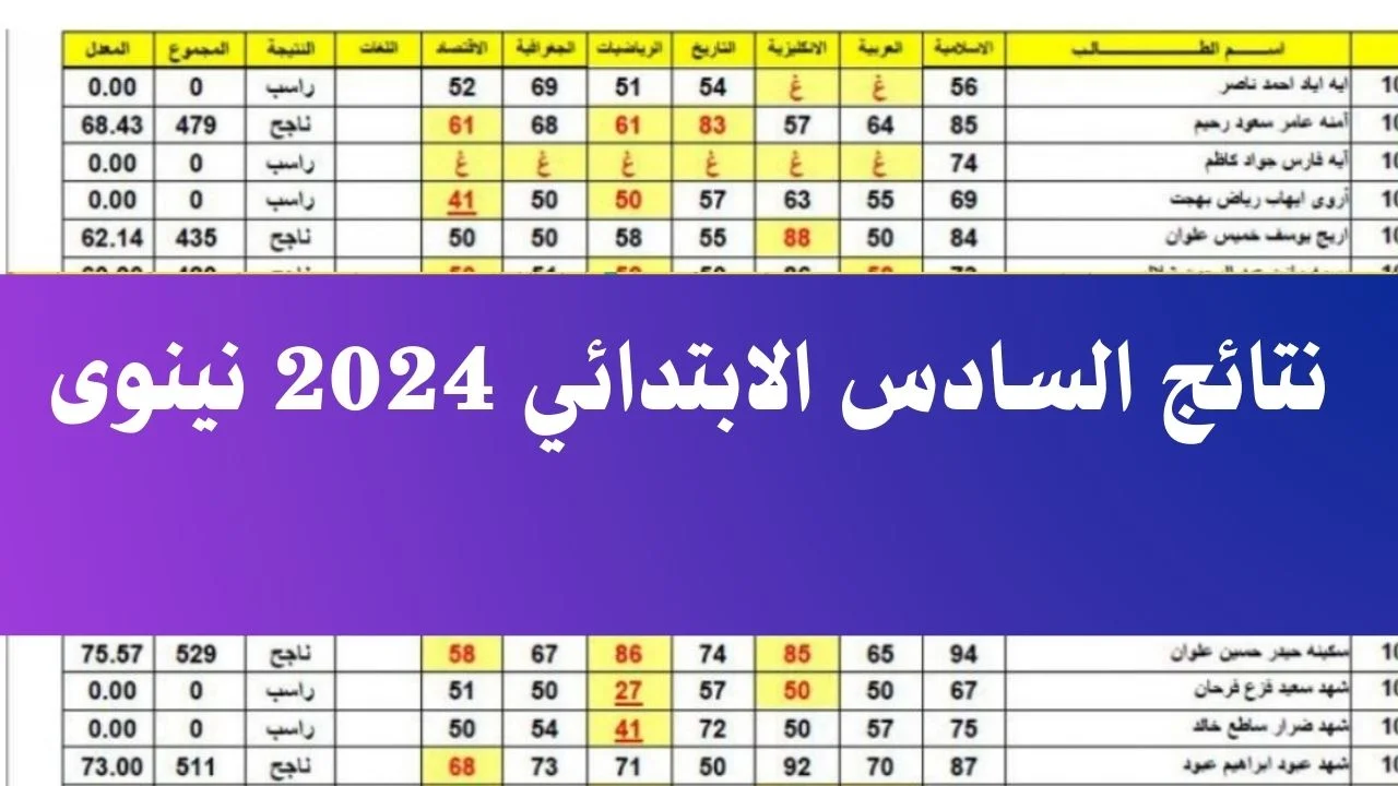 نتائج الصف السادس محافظة نينوي 2024