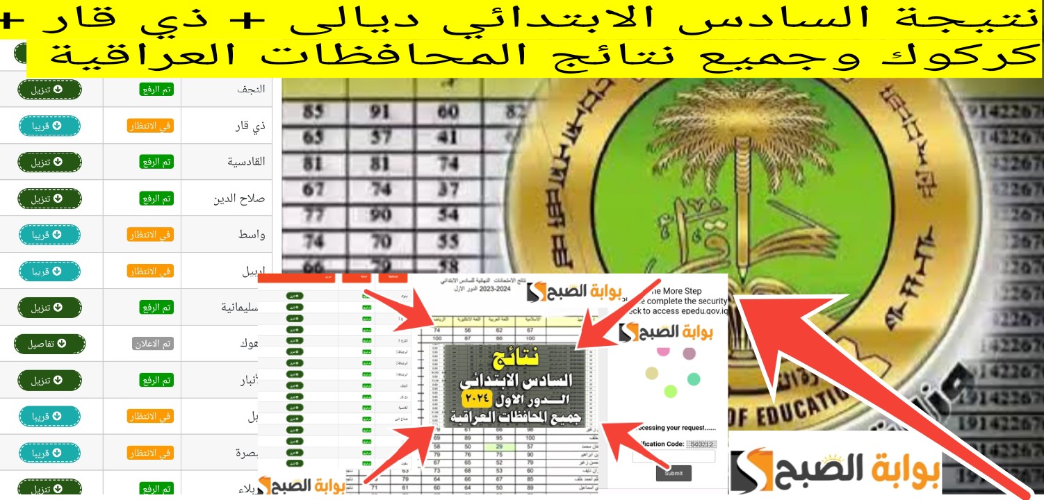 نتيجة السادس الابتدائي ديالى ذي قار كركوك وجميع نتائج المحافظات العراقية