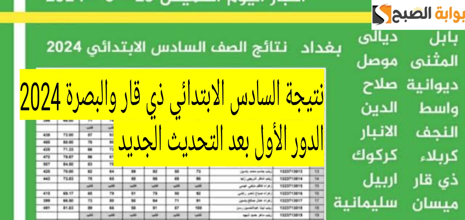 نتيجة السادس الابتدائي ذي قار والبصرة 2024 الدور الأول بعد التحديث الجديد