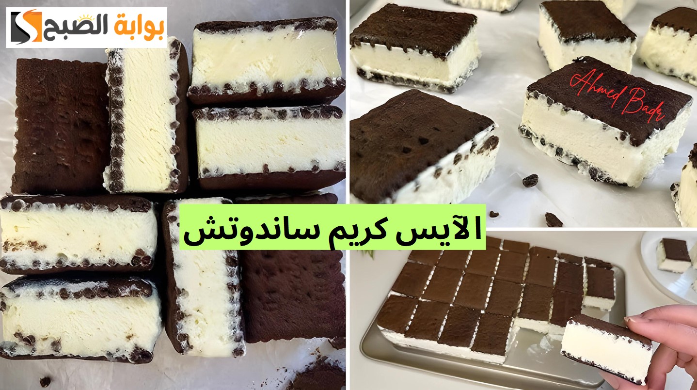 خطوات تحضير الآيس كريم ساندوتش