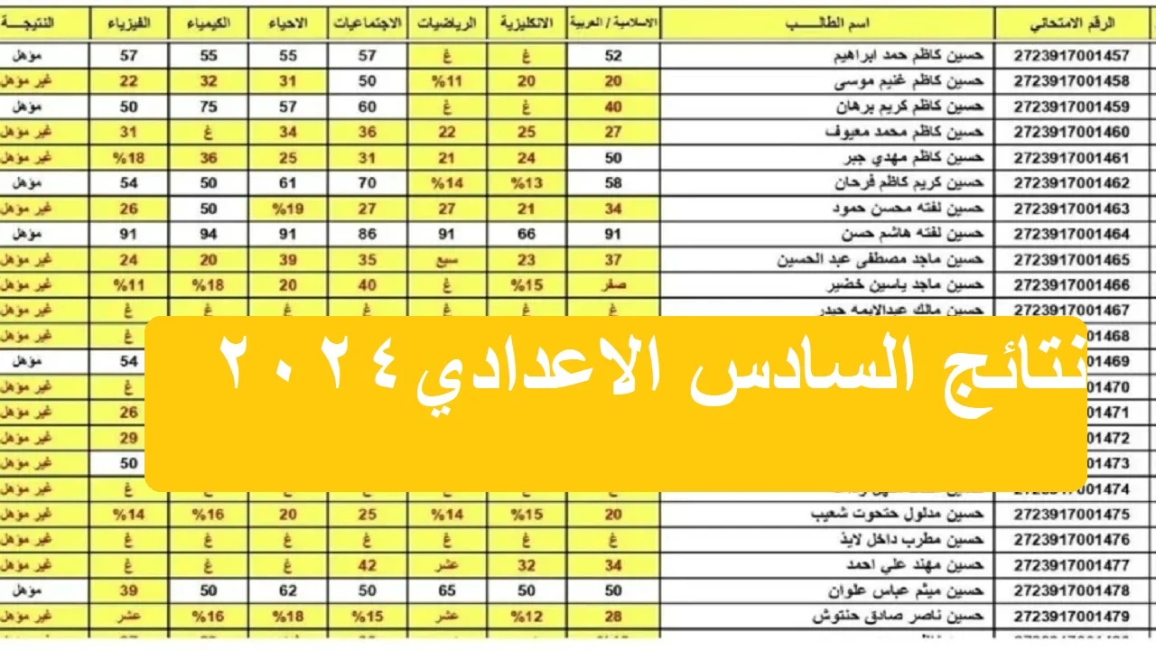 نتائج السادس الاعدادي الدور الأول