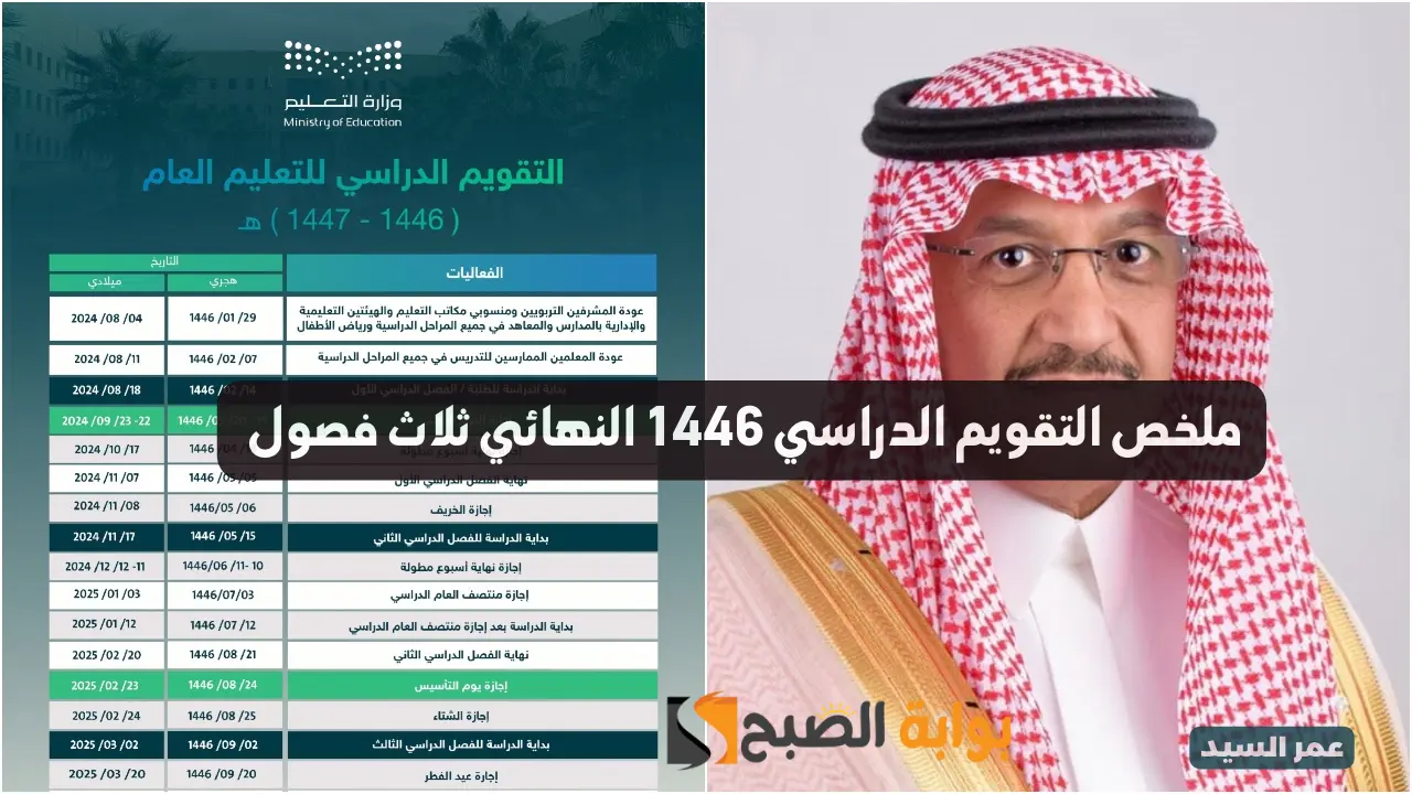 التقويم الدراسي 1446 النهائي