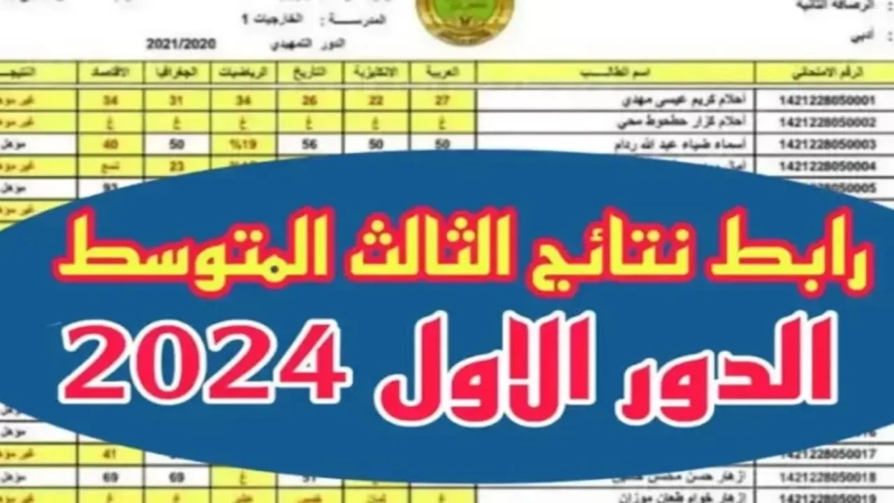 نتائج الثالث متوسط 2024 النجف