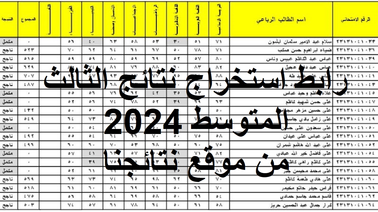 رابط استخراج نتائج الثالث المتوسط 2024 من موقع نتائجنا