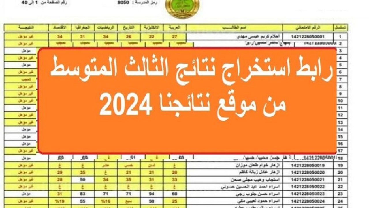رابط استخراج نتائج الثالث المتوسط بالعراق 800x500 1