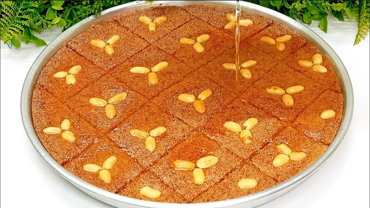 طريقة عمل البسبوسة بالمكسرات