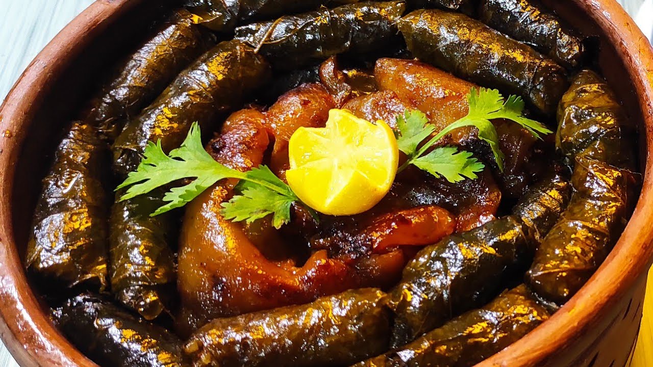 طريقة عمل طاجن ورق العنب 1