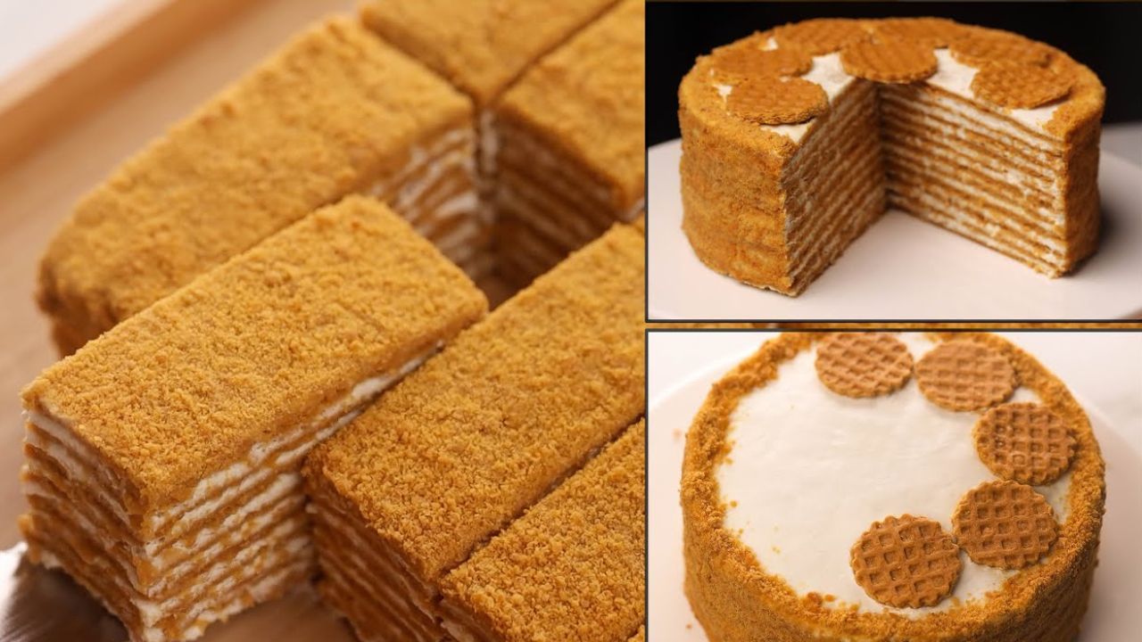 طريقة عمل كيكة العسل بالكريمة