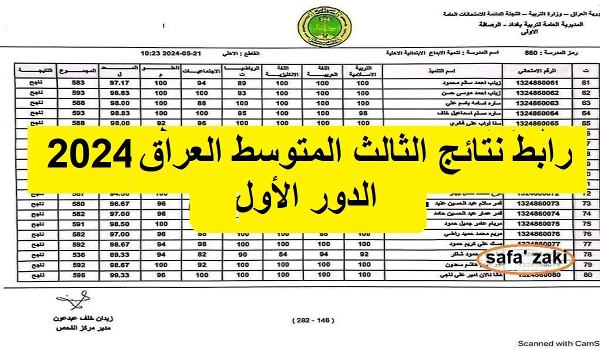 كل نتائج الصف الثالث المتوسط 2024 دور اول بالعراق 2 1