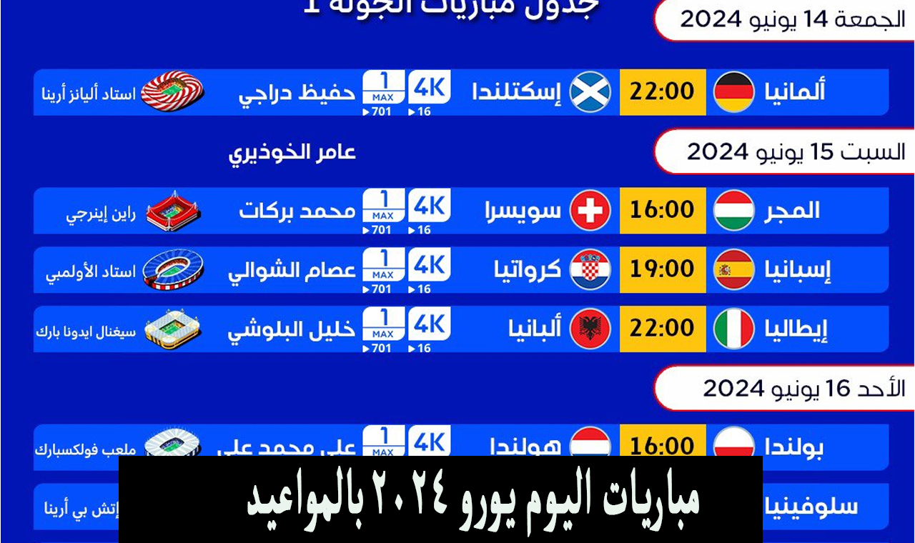 مباريات اليوم يورو 2024