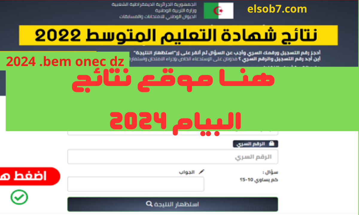 موقع فضاء الأولياء نتائج اشهادة التعليم المتوسط 2024