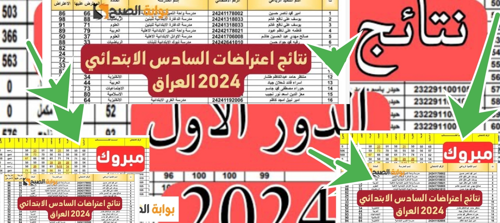 نتائج اعتراض السادس الابتدائي الدور الأول