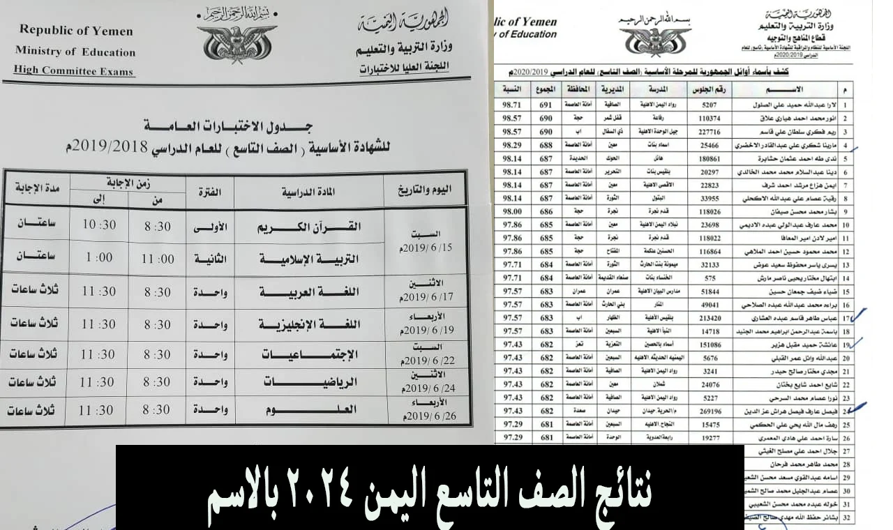 نتائج التاسع اليمن 2024