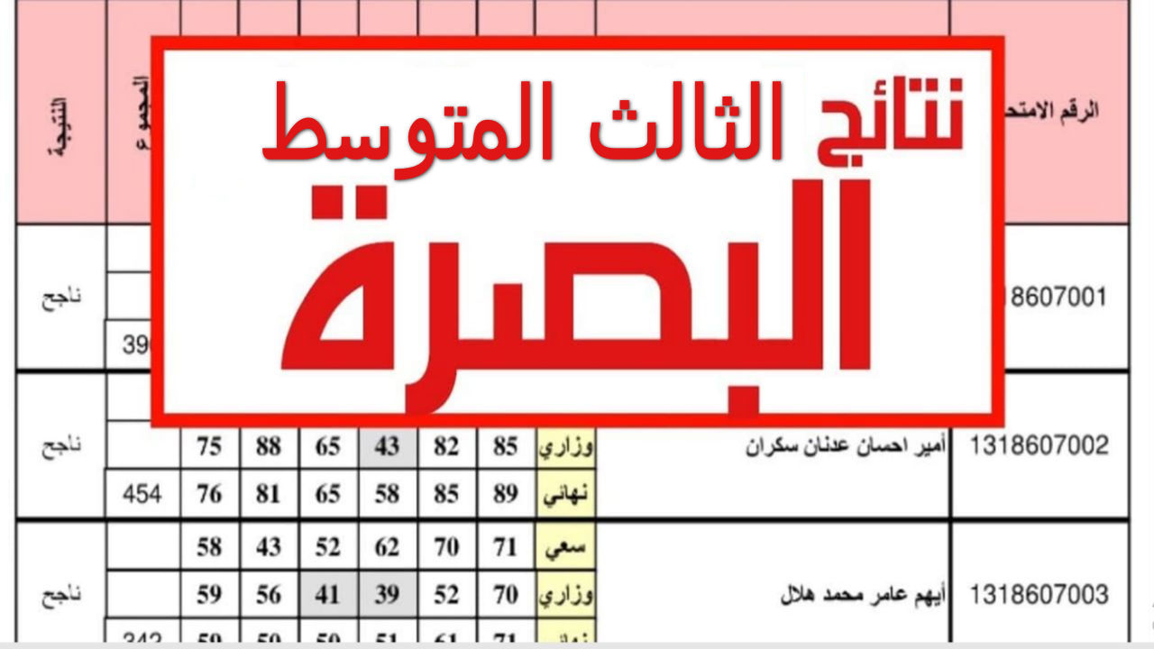 نتائج الثالث متوسط 2024 البصرة