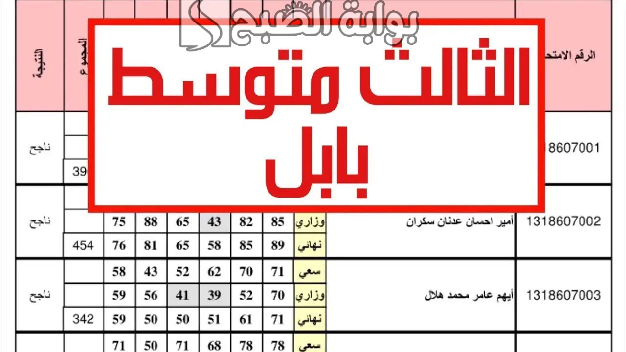 نتائج الثالث متوسط 2024 بابل الدور الاول