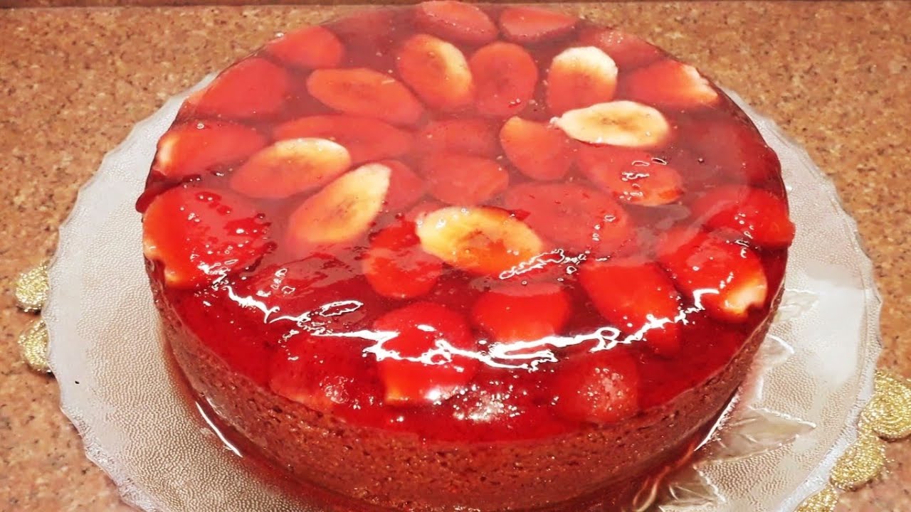 طريقة عمل كيكة الجيلي بالموز