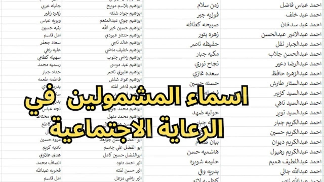 اسماء المشمولين بالرعاية الاجتماعية الوجبة الاخيرة