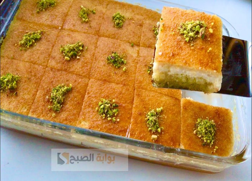 طريقة عمل بسبوسة بالقشطة سهلة
