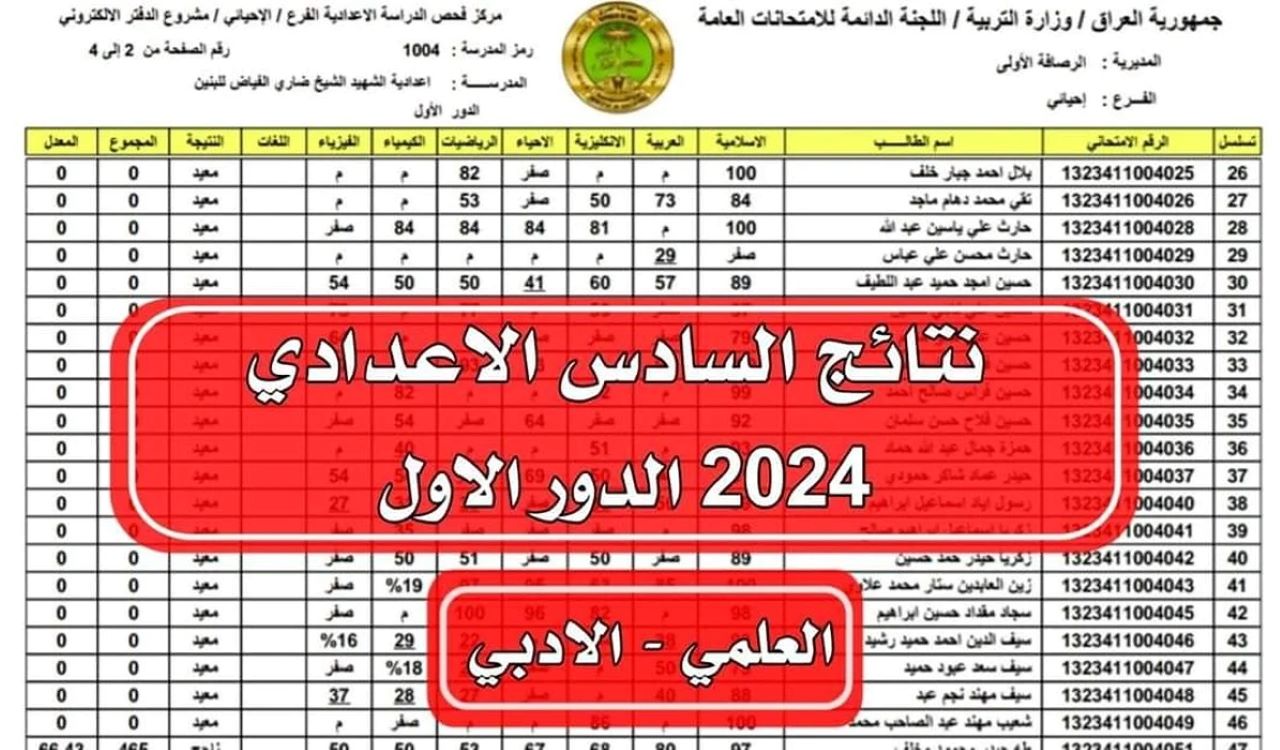 منصة نجاح لنتائج السادس الاعدادي 2024 العراق