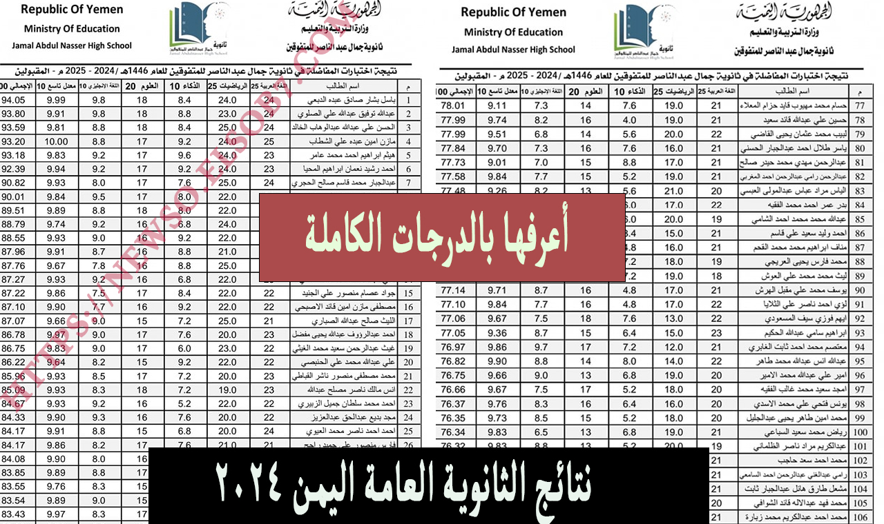 نتائج الثانوية العامة اليمن 2024