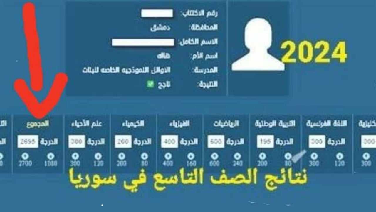 نتائج الصف التاسع في سوريا 2024