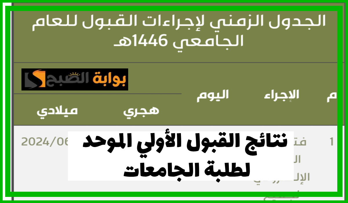نتائج القبول الموحد الأولي عبر بوابة القبول