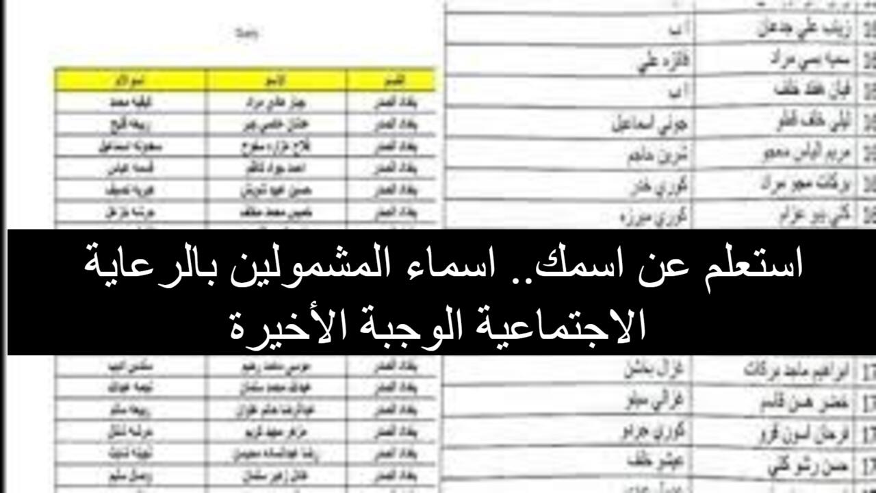 أسماء المشمولين في الرعاية الاجتماعية الوجبة الأخيرة