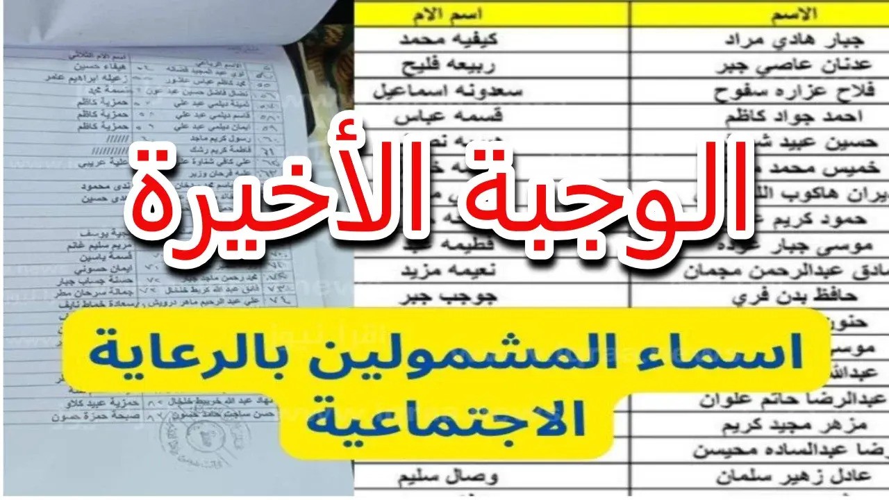 أسماء المشمولين بالرعاية الاجتماعية