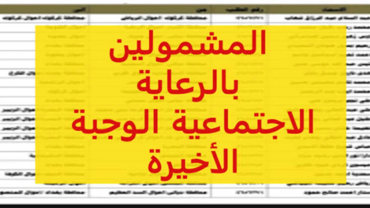لينك الاستعلام عن أسماء المشمولين بالرعاية الاجتماعية 2024 الوجبة الاخيرة فى العراق