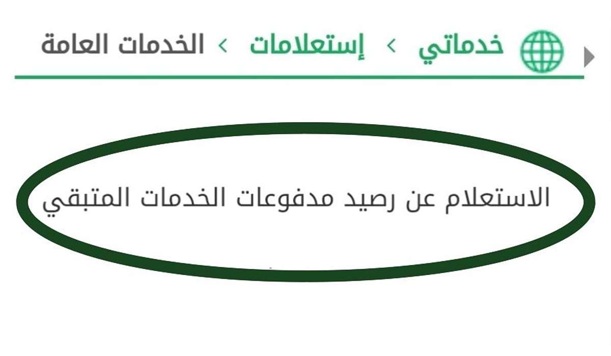 الاستعلام عن رصيد مدفوعات الخدمات المتبقي