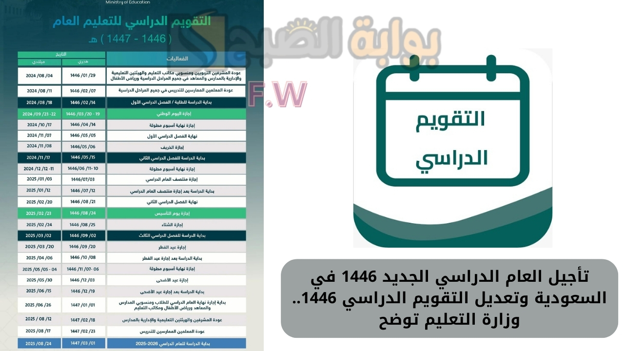 تأجيل العام الدراسي الجديد 1446 في السعودية وتعديل التقويم الدراسي 1446.. وزارة التعليم توضح