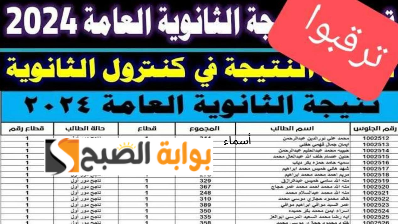 نتيجة الثانوية العامة بالاسم 2024