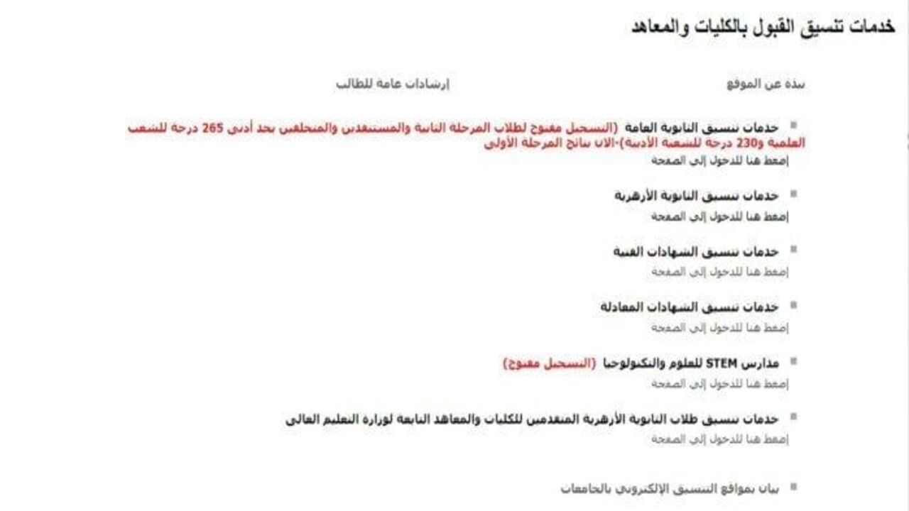 تنسيق المرحلة الثانية 2024
