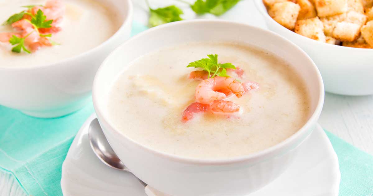 طريقة عمل شوربة الجمبري بالكريمة