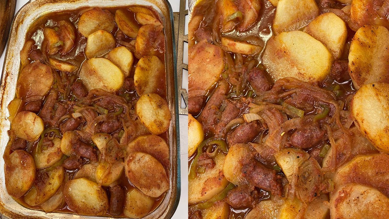 صينية بطاطس بالسجق