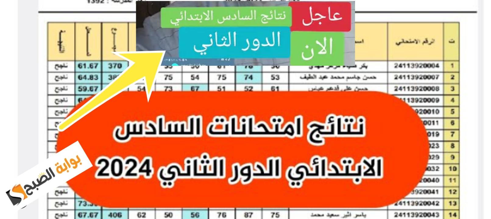 نتائج السادس الابتدائي العراق الدور الثاني