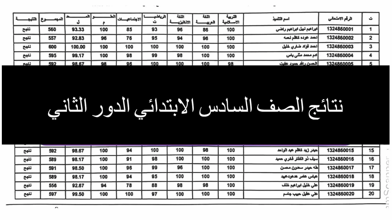 نتيجة السادس الابتدائي الدور الثاني 2024 موقع نتائجنا