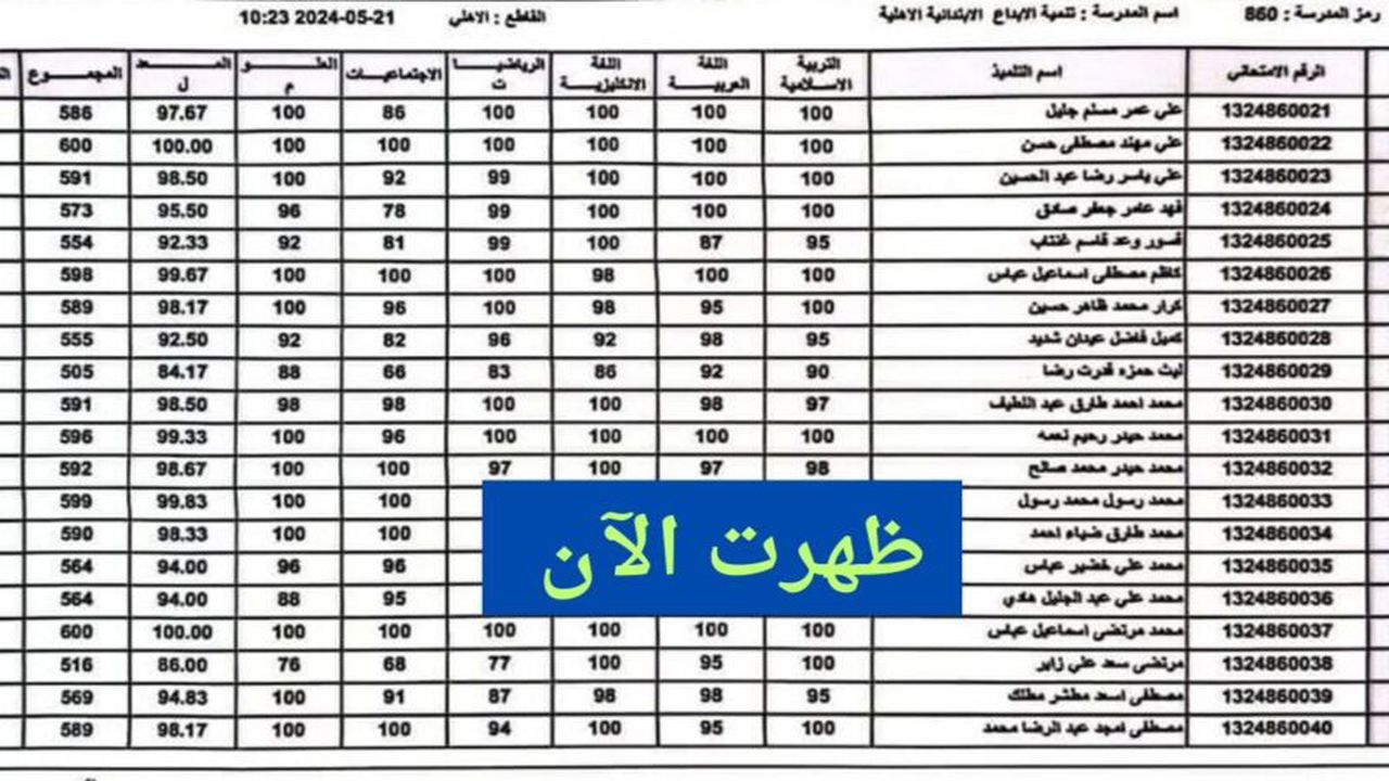 نتيجة السادس الابتدائي الدور الثاني 2024 موقع نتائجنا