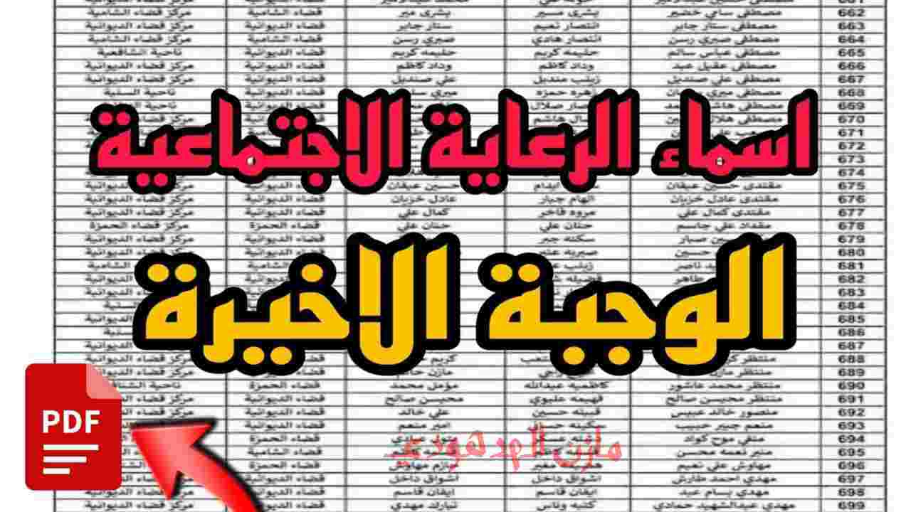 اسماء الرعاية الاجتماعية الوجبة السابعة