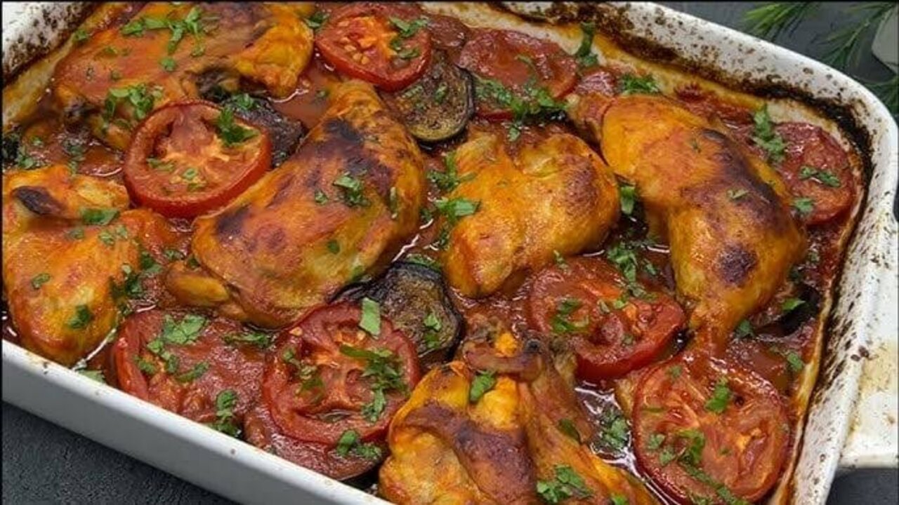 خطوات عمل صينية الفراخ بالباذنجان