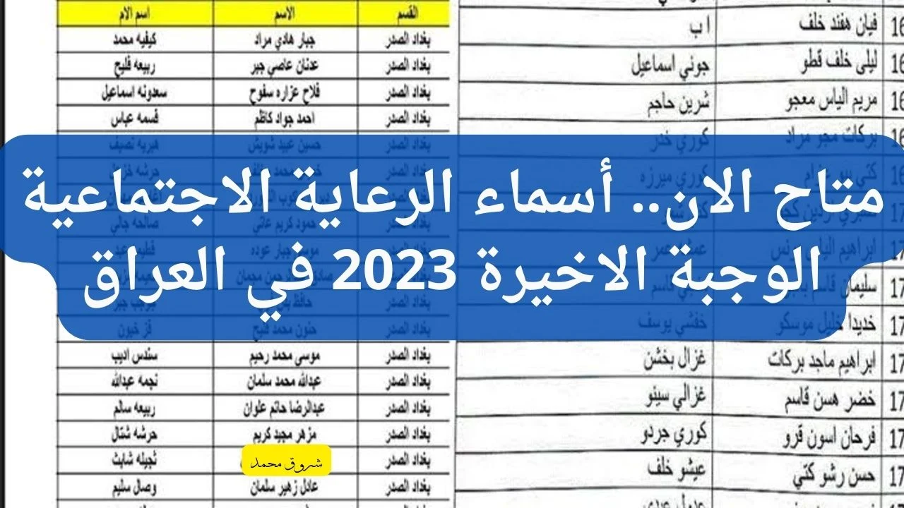 "استعلم عن اسمك".. رابط أسماء الرعاية الاجتماعية الوجبة السابعة 2024 في عموم العراق عبر منصة مظلتي الإلكترونية spa.gov.iq